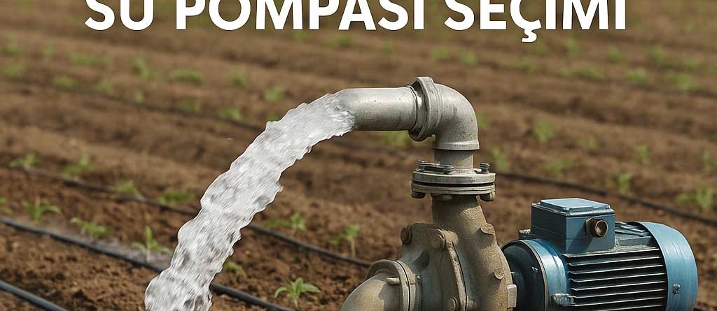 Tarlada damla sulama sistemiyle çalışan modern su pompası ve sulama boruları, tarımsal sulama sistemlerinde verimliliği artıran bir kurulum.